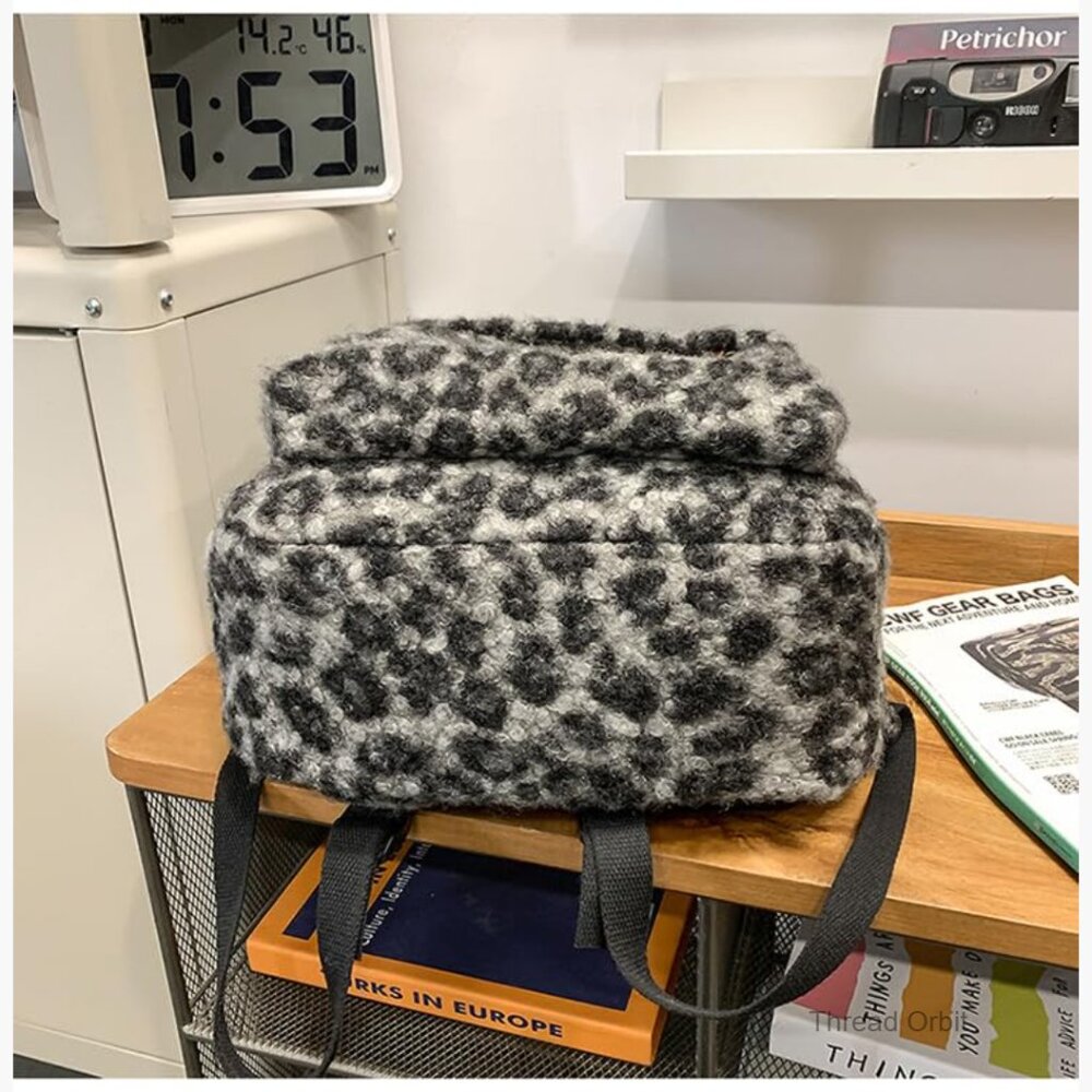 Fuzzy Cheetah Backpack, Adjustable Strap, Lightwe… - image 5